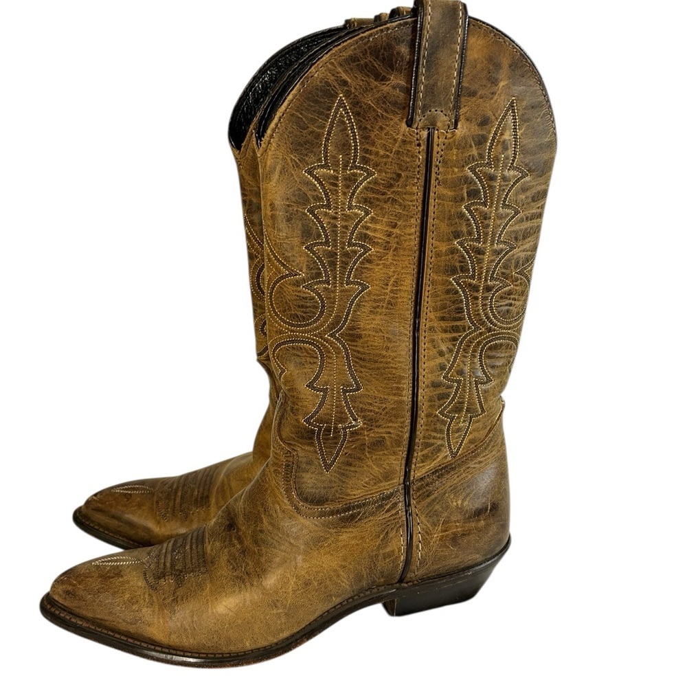 Vintage Code West Western Boots Women 7.5 Brown Distressed Leather Cowboy